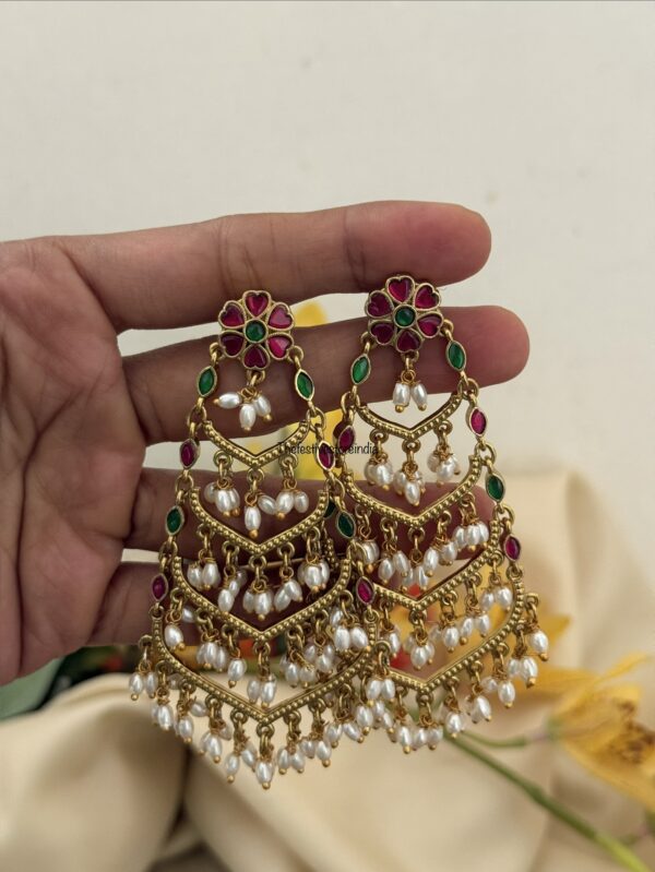 Jadau rice pearls baali earrings - Multi color