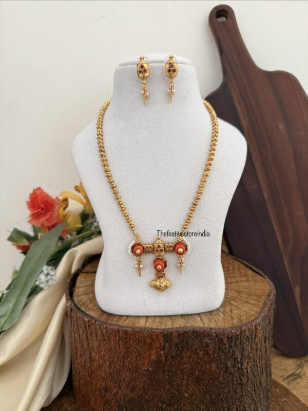 Coral maala set - 47cms