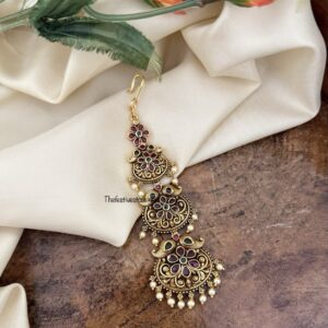 Antique finish floral maangtikka