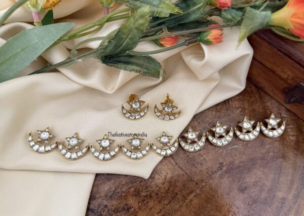 Jadau Chaand Sitaara choker necklace set - All white