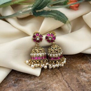 Jadau floral top carved jhumka | Classic