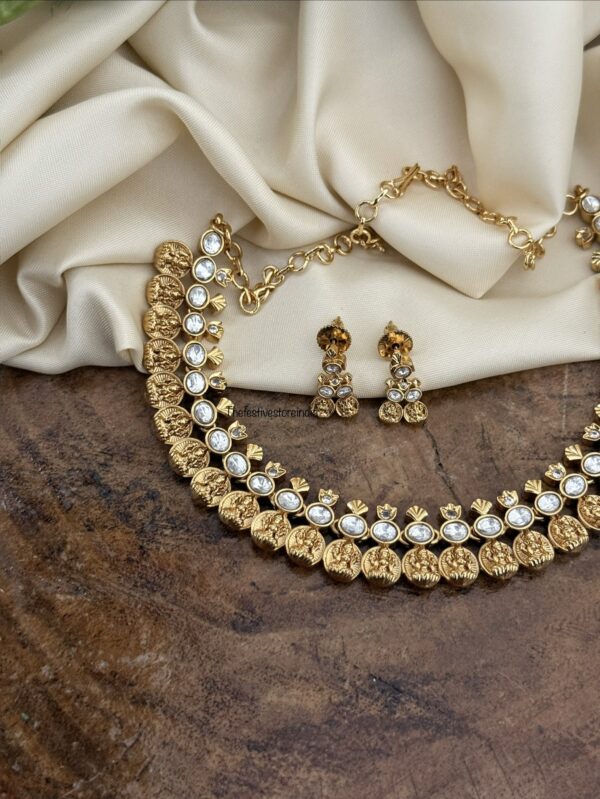 Kundan Lakshmi kaasu necklace set