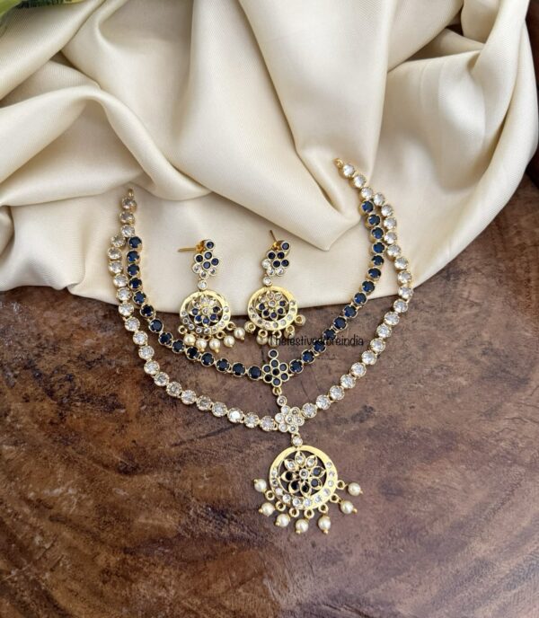 Classic gold look alike 2 layer attigai set - White blue