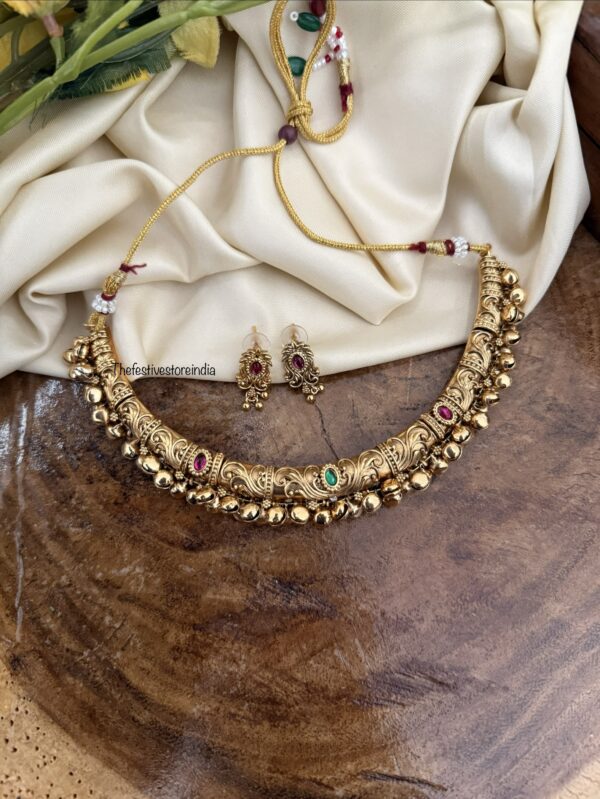 Ghunghroo hasli necklace set | Kanti | Gejje
