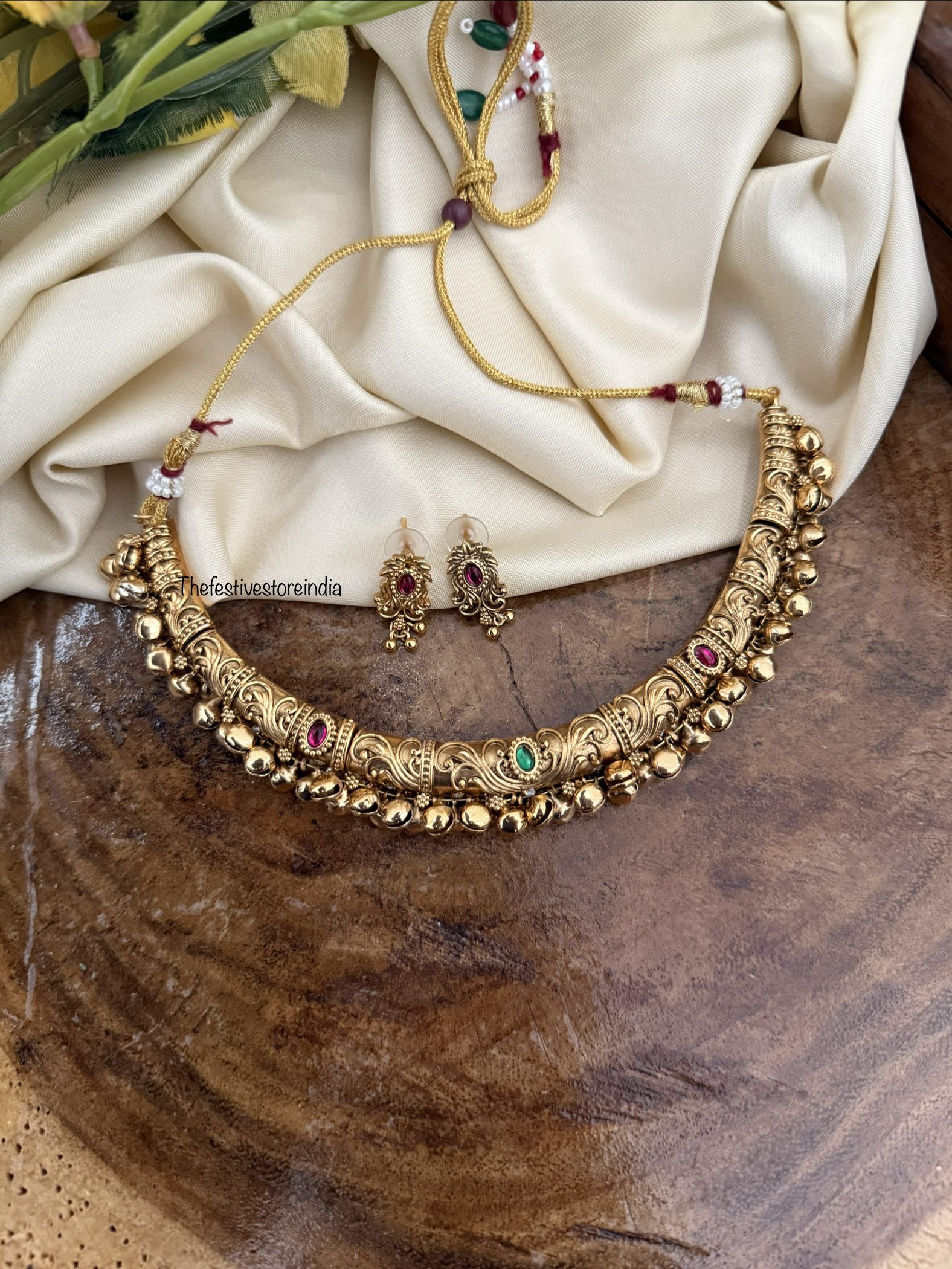 Ghunghroo hasli necklace set | Kanti | Gejje
