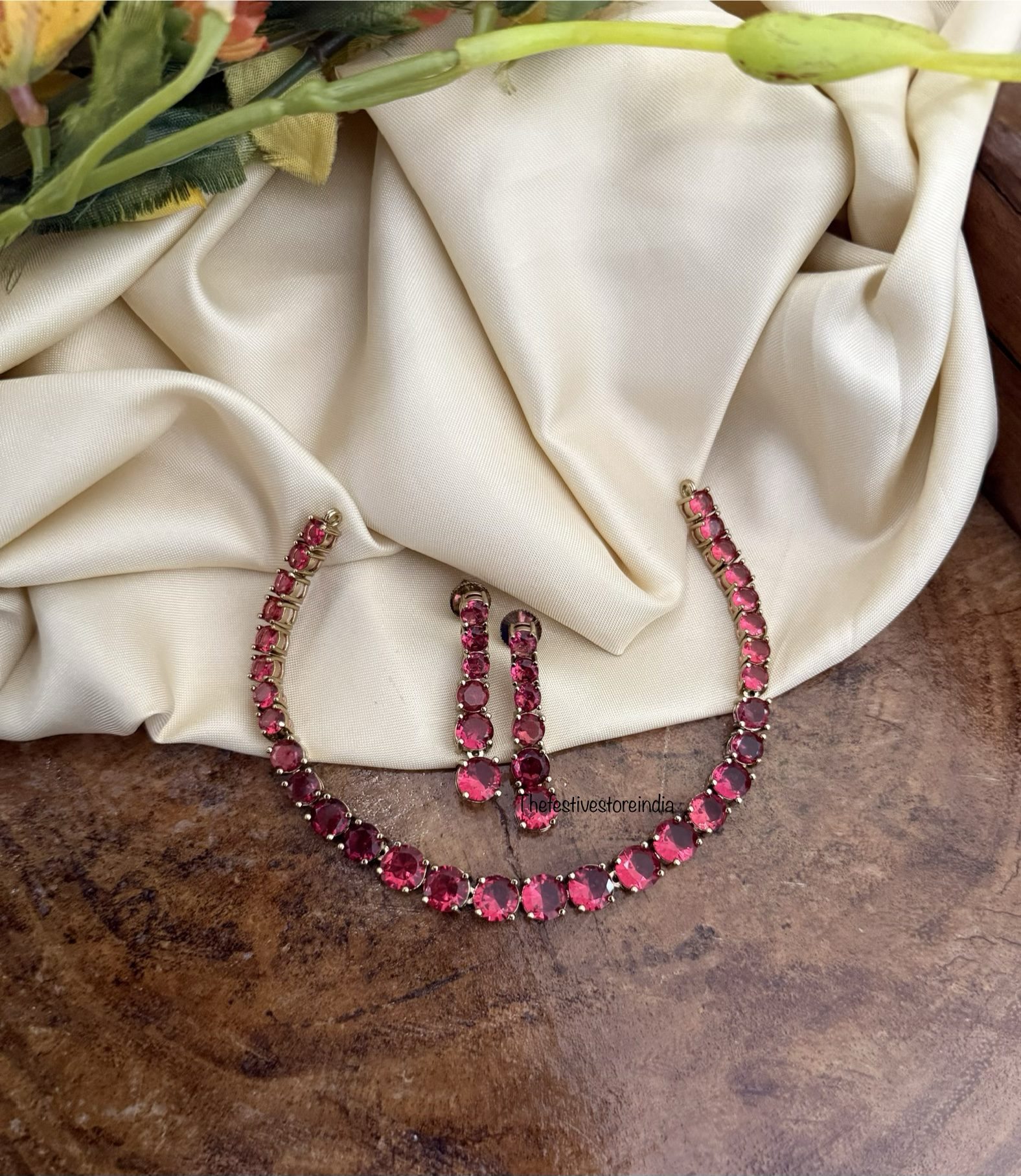Simple all ruby necklace set | Minimal