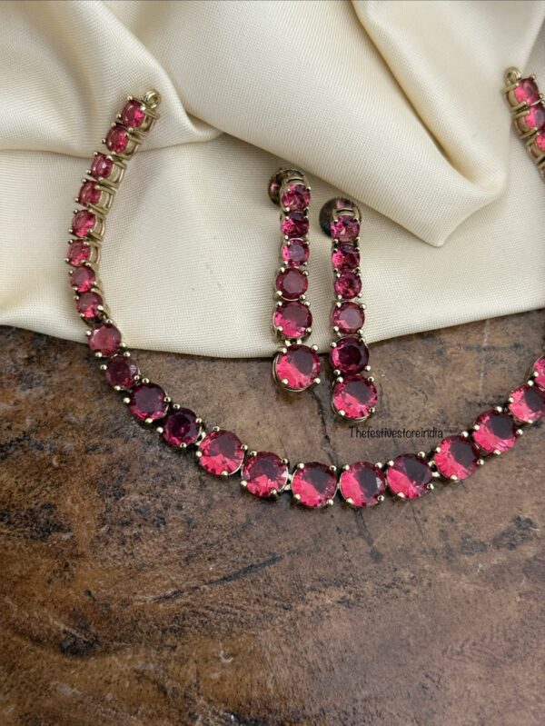Simple all ruby necklace set | Minimal