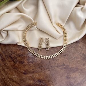 White stones AD necklace set | Simple