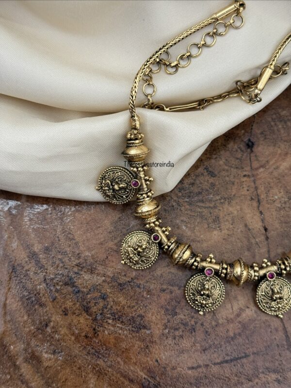 Antique carved Lakshmi bottu necklace