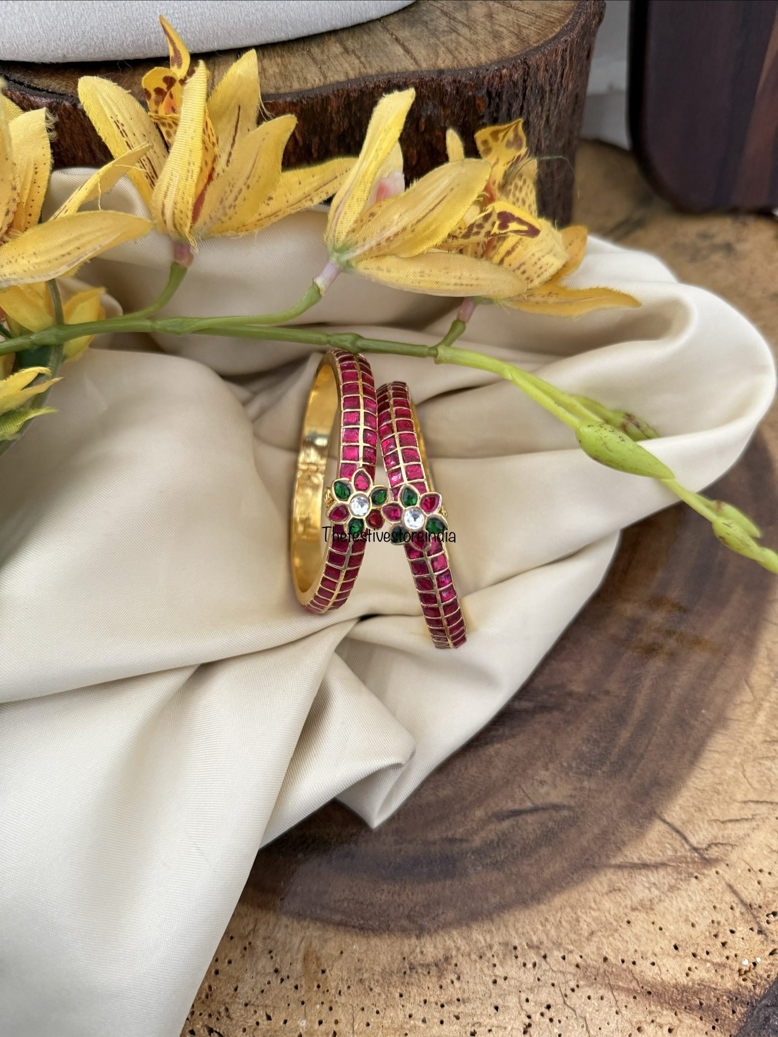 2-7 size Jadau floral openable bangles