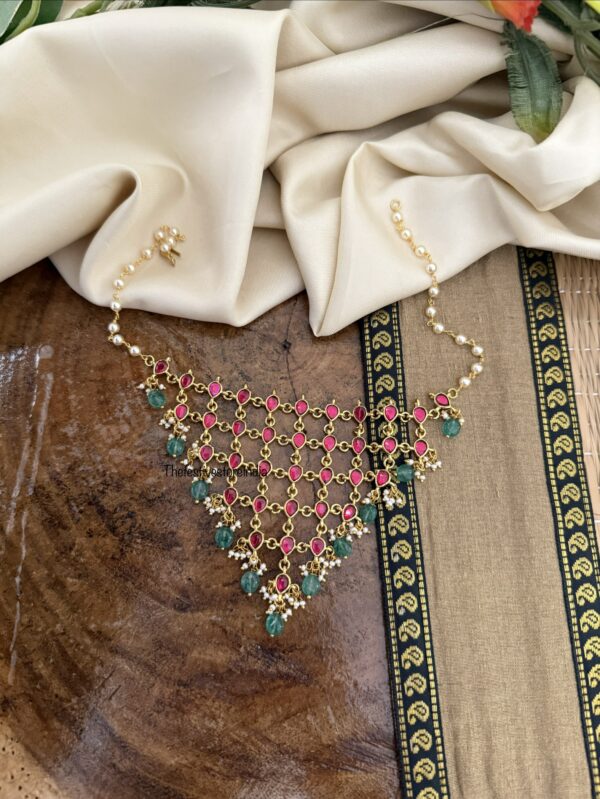 Unique Jadau non idol green drops choker