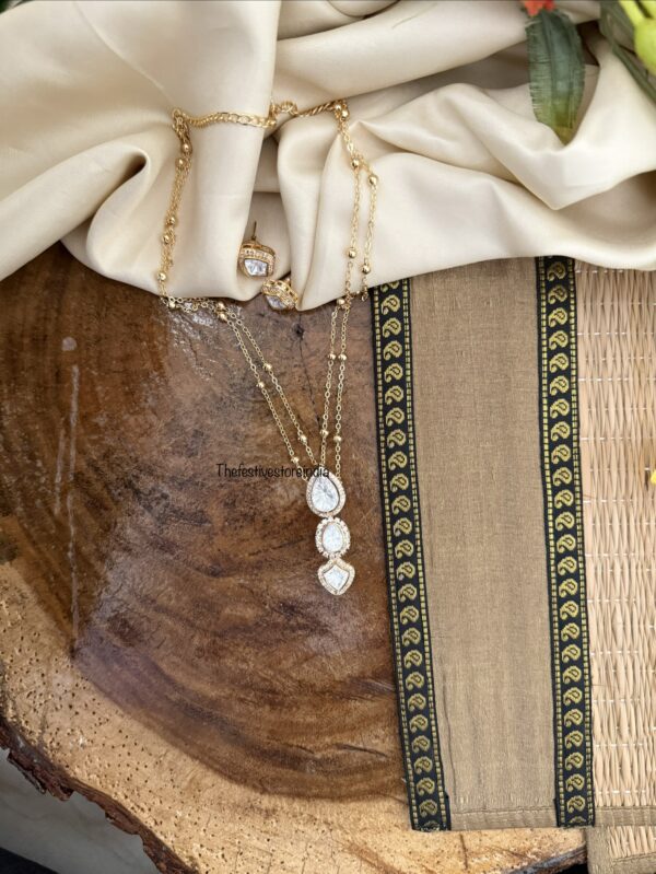 40cms 2 layer Kundan drop necklace set