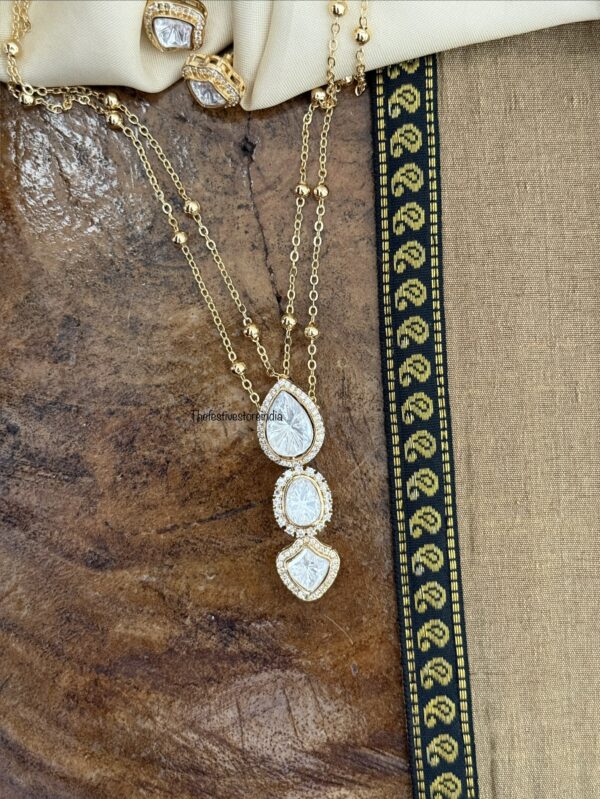 40cms 2 layer Kundan drop necklace set