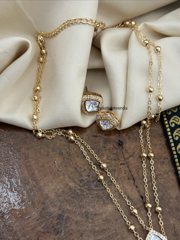 40cms 2 layer Kundan drop necklace set