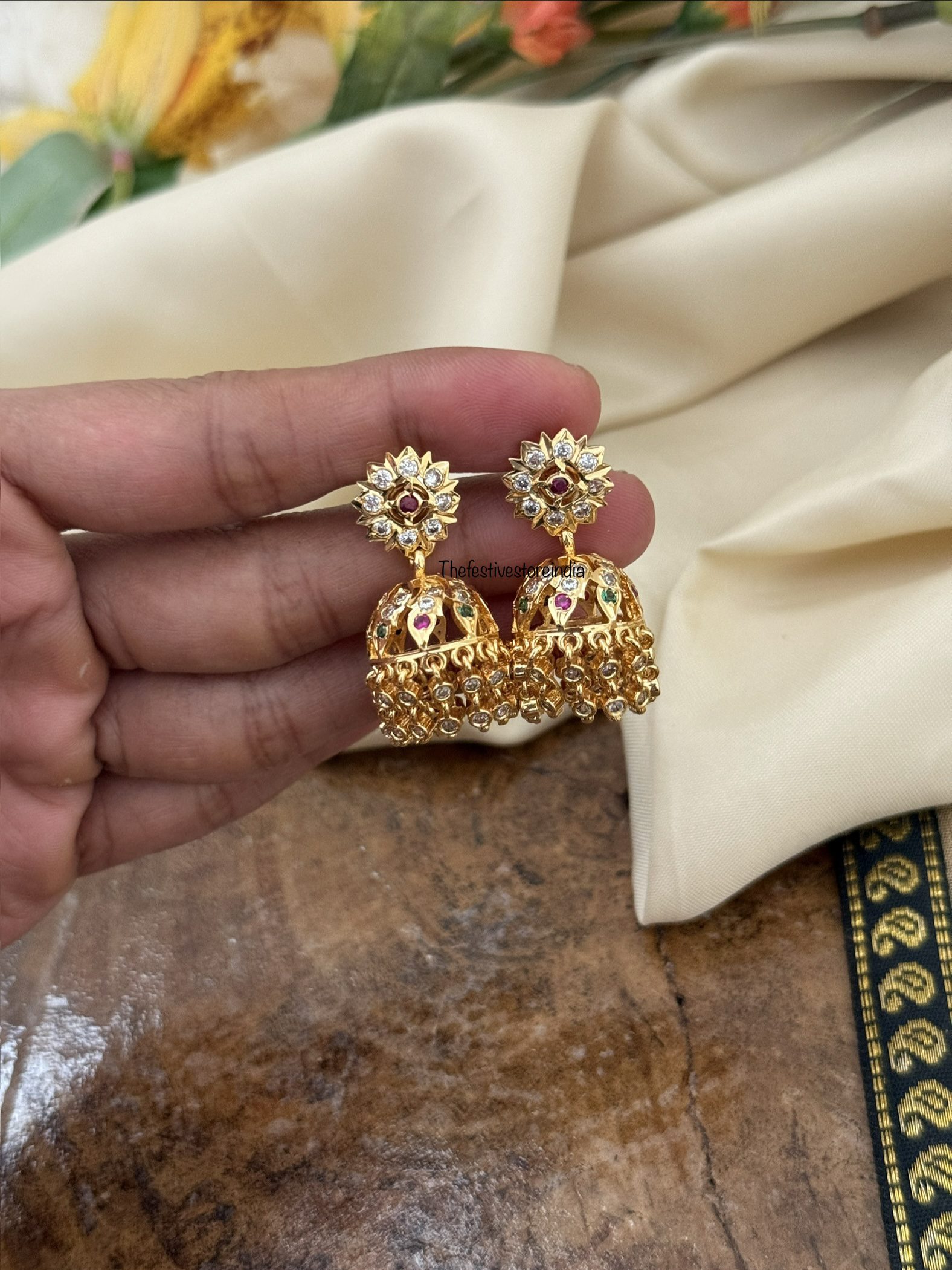 Panchaloha screwback detachable jhumka | Multi color | Jhumki