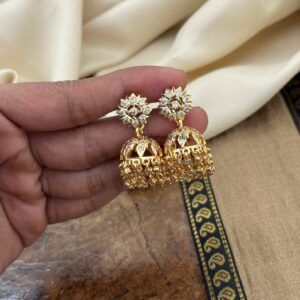 Panchaloha screwback detachable jhumka | All white | Jhumki