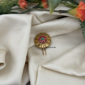 Simple Lakshmi kaasu Jadau Hair pin | Single pc