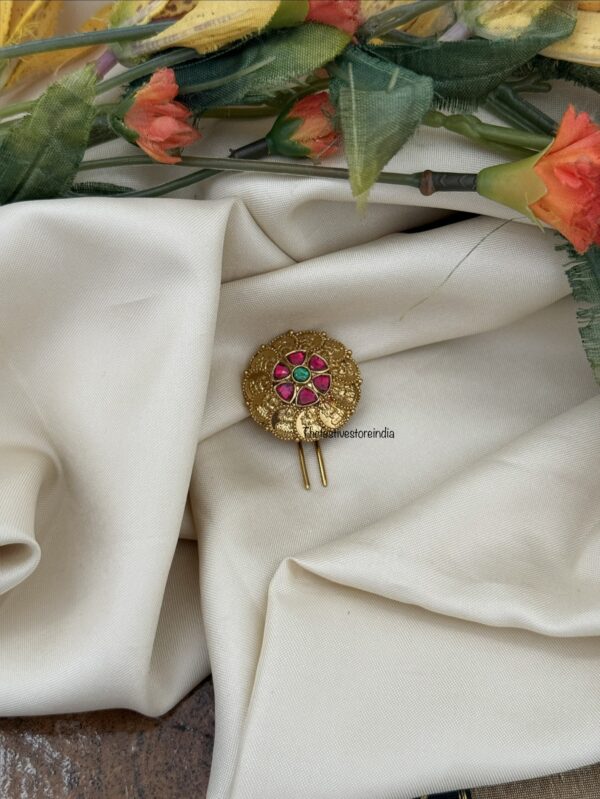 Simple Lakshmi kaasu Jadau Hair pin | Single pc