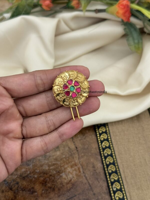 Simple Lakshmi kaasu Jadau Hair pin | Single pc