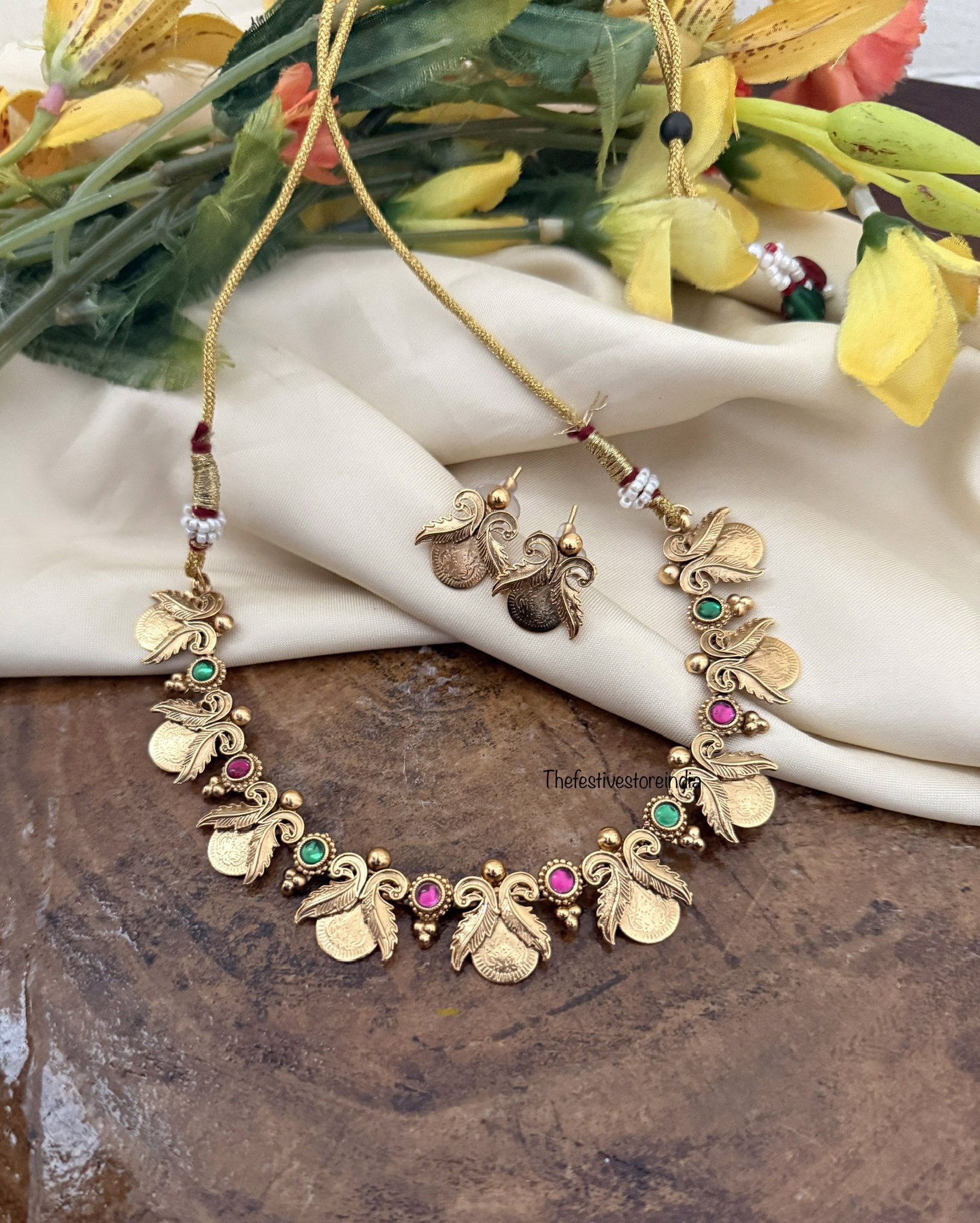 Designer lakshmi coin kaasu necklace set