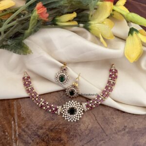 Diamonds rubies and emerald kanti set
