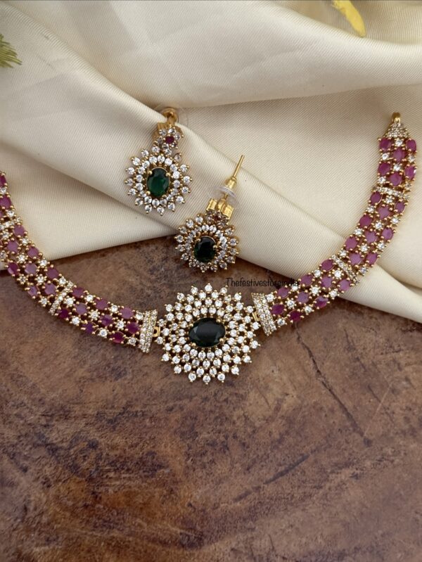 Diamonds rubies and emerald kanti set