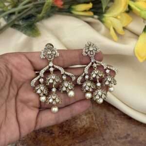 All white Victorian chandelier earrings | Medium size