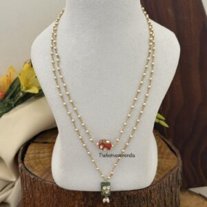 Minimalist coral 2 layer pearls chain | 50cms