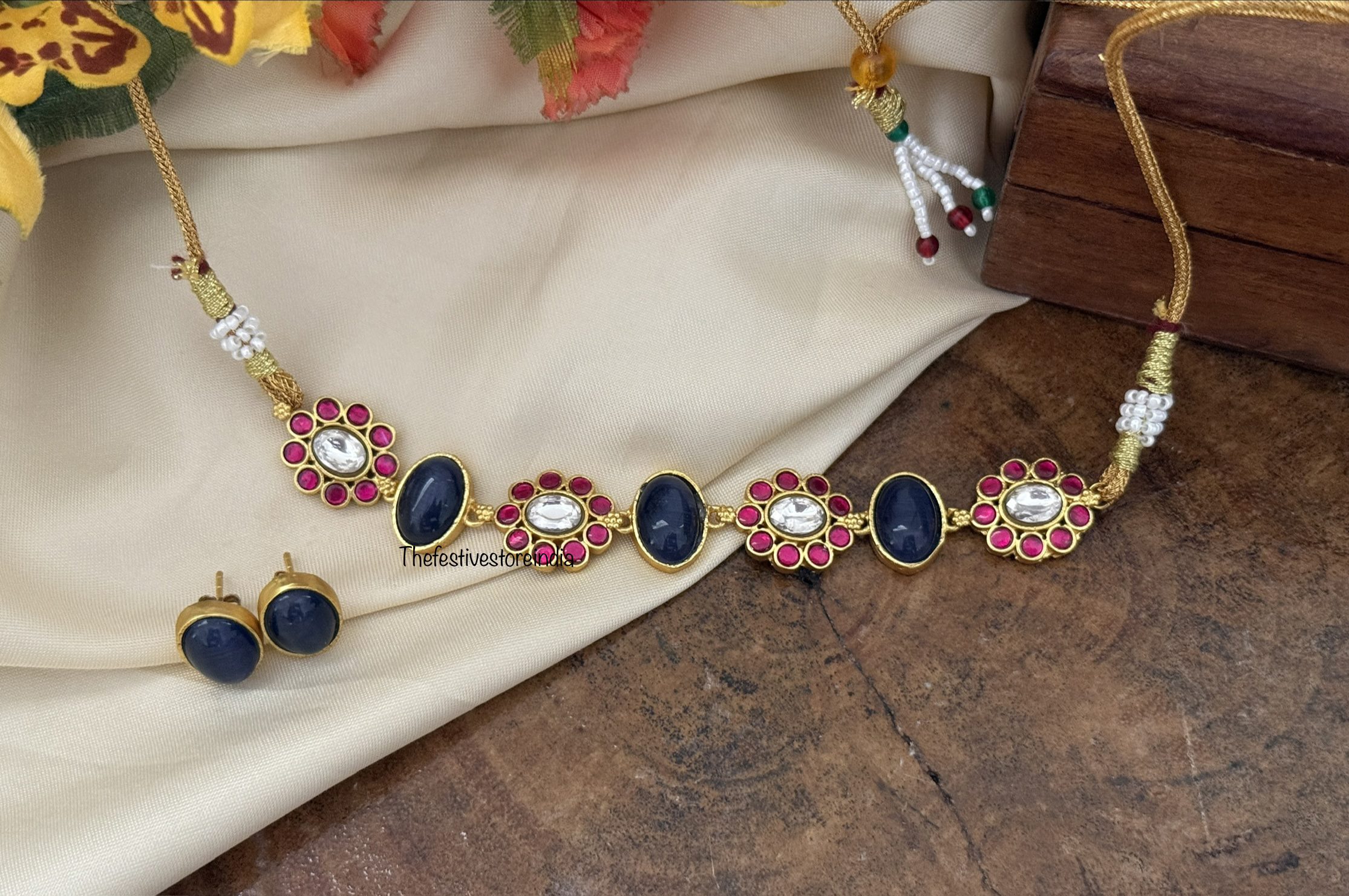 Purple and kemp Jadau choker set