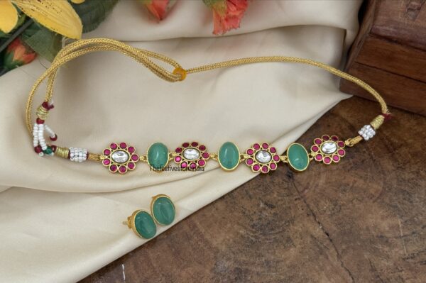 Mint and kemp Jadau choker set