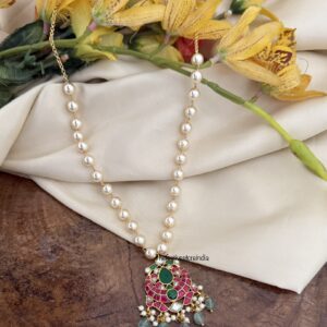 Jadau pearls chain with pendant | 44cms