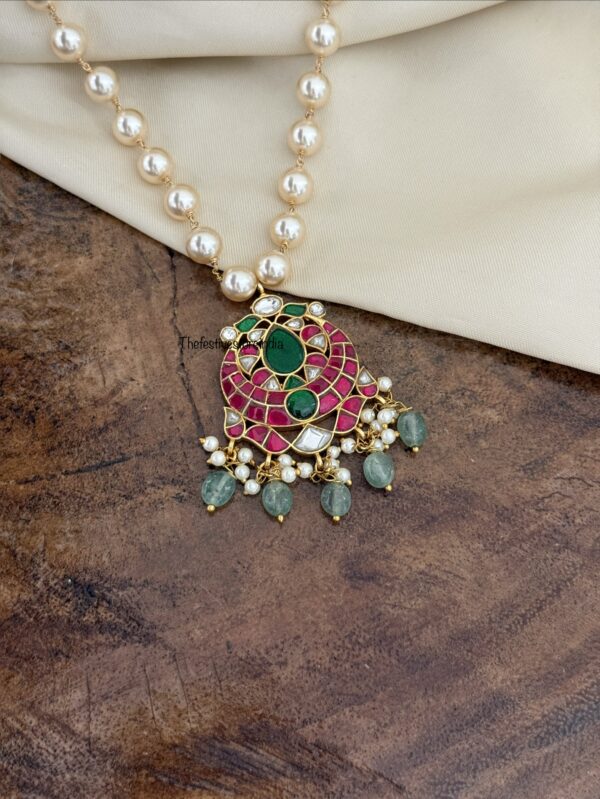 Jadau pearls chain with pendant | 44cms