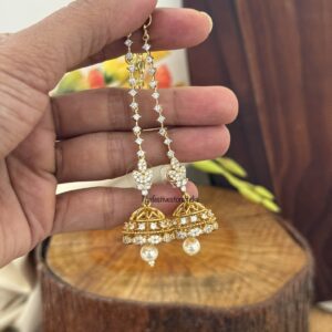 Diamonds jhumki with attached over the ear maati | Jhumka