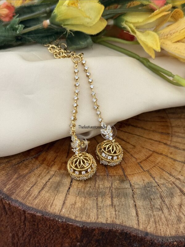 Diamonds jhumki with attached over the ear maati | Jhumka