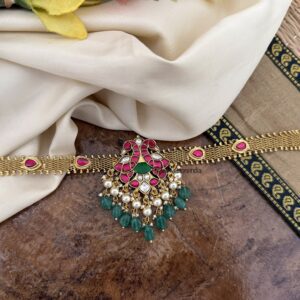 Jadau knit chain peacock mopp choker