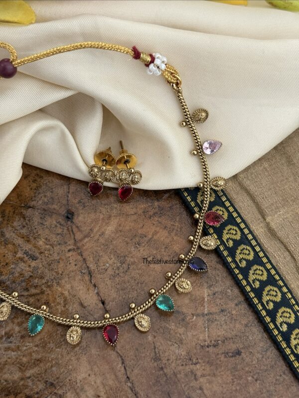 Drop stone simple necklace set