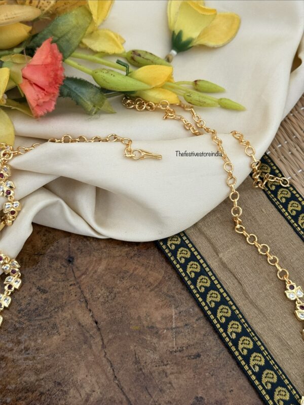 Panchaloha white red stone Hipchain | Waist chain | 90cms