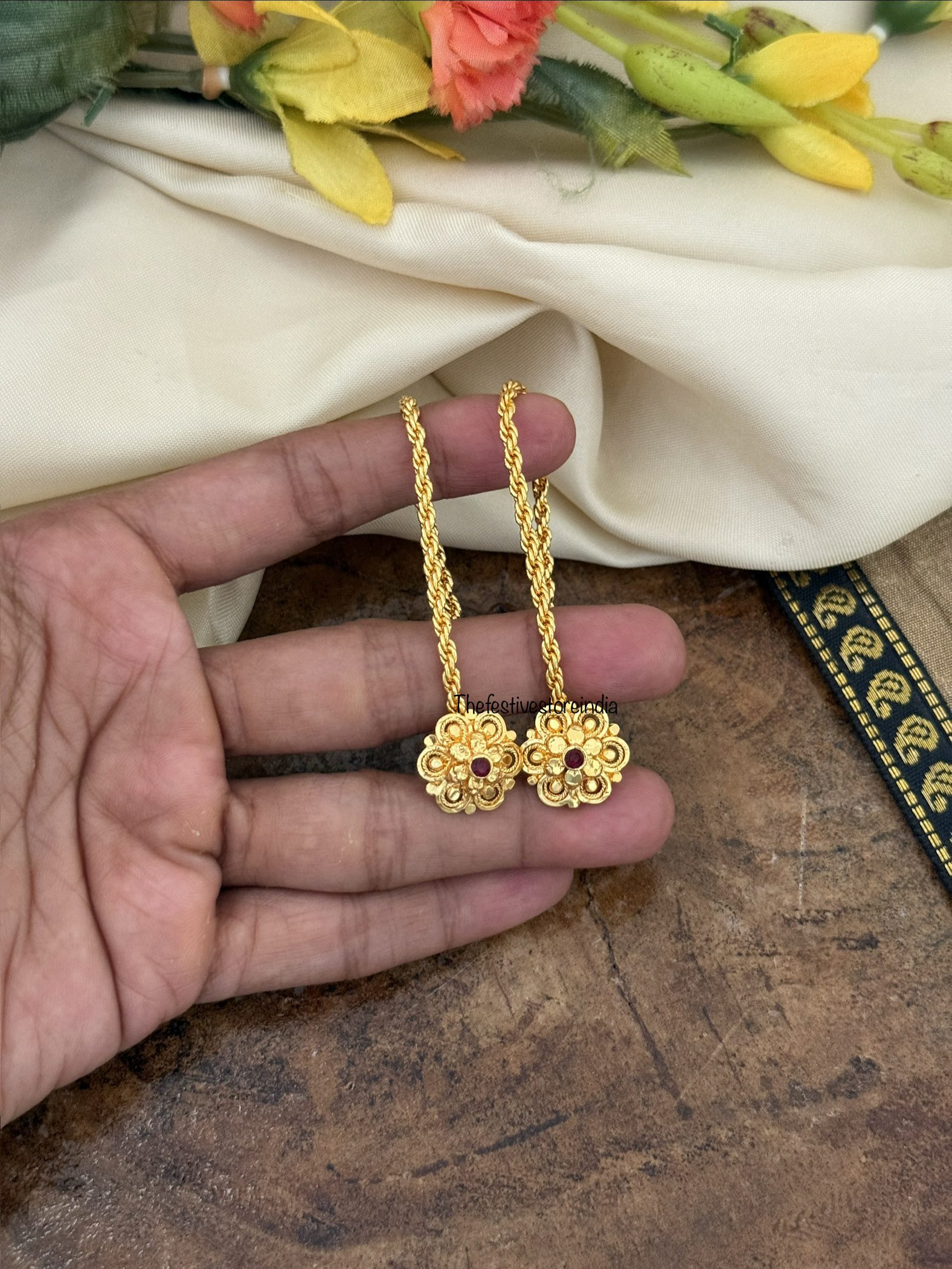Micro gold screwback studs with 11cms over the ear Maati