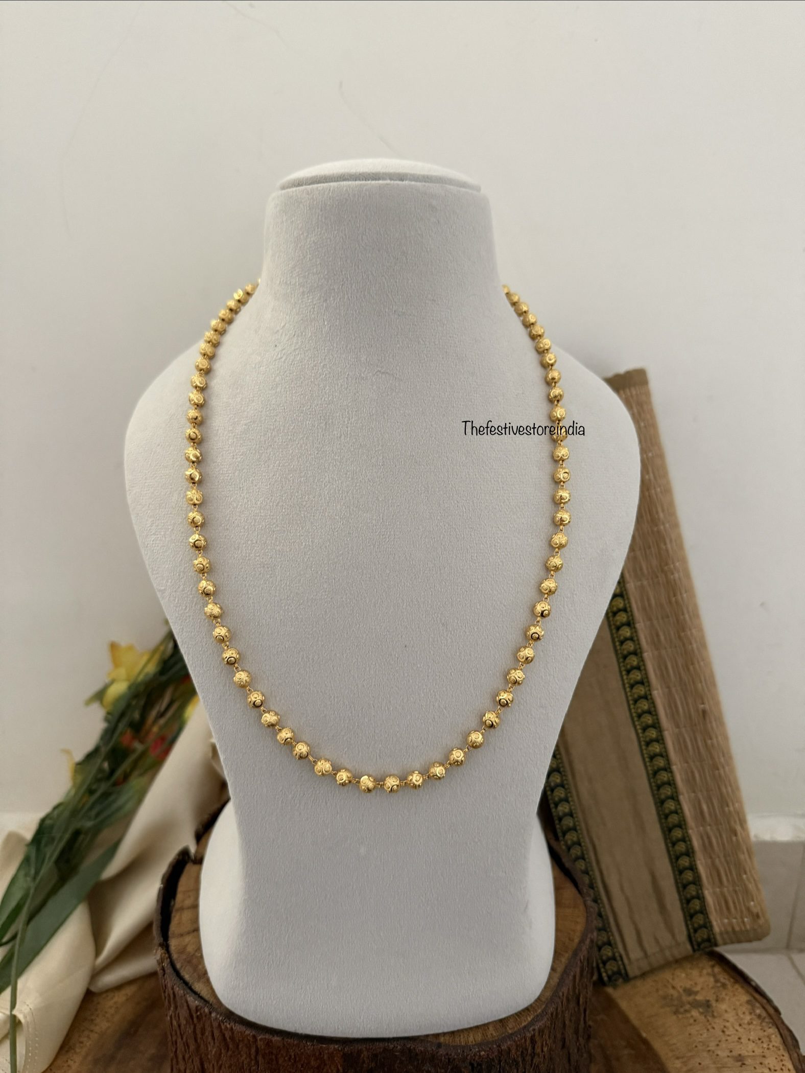 Gold beads Mohan maala Single layer haara - Sara | Haaram | 60cms