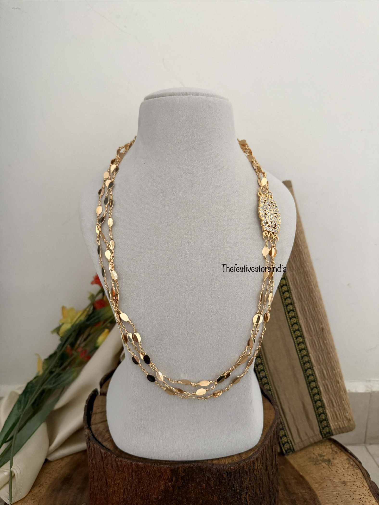 3 layer Avalakki Sara | Haara | 65cms | White stone mopp