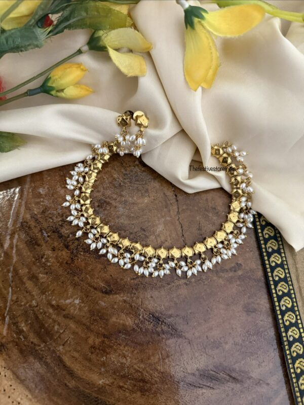 Premium single line rice pearls necklace set
