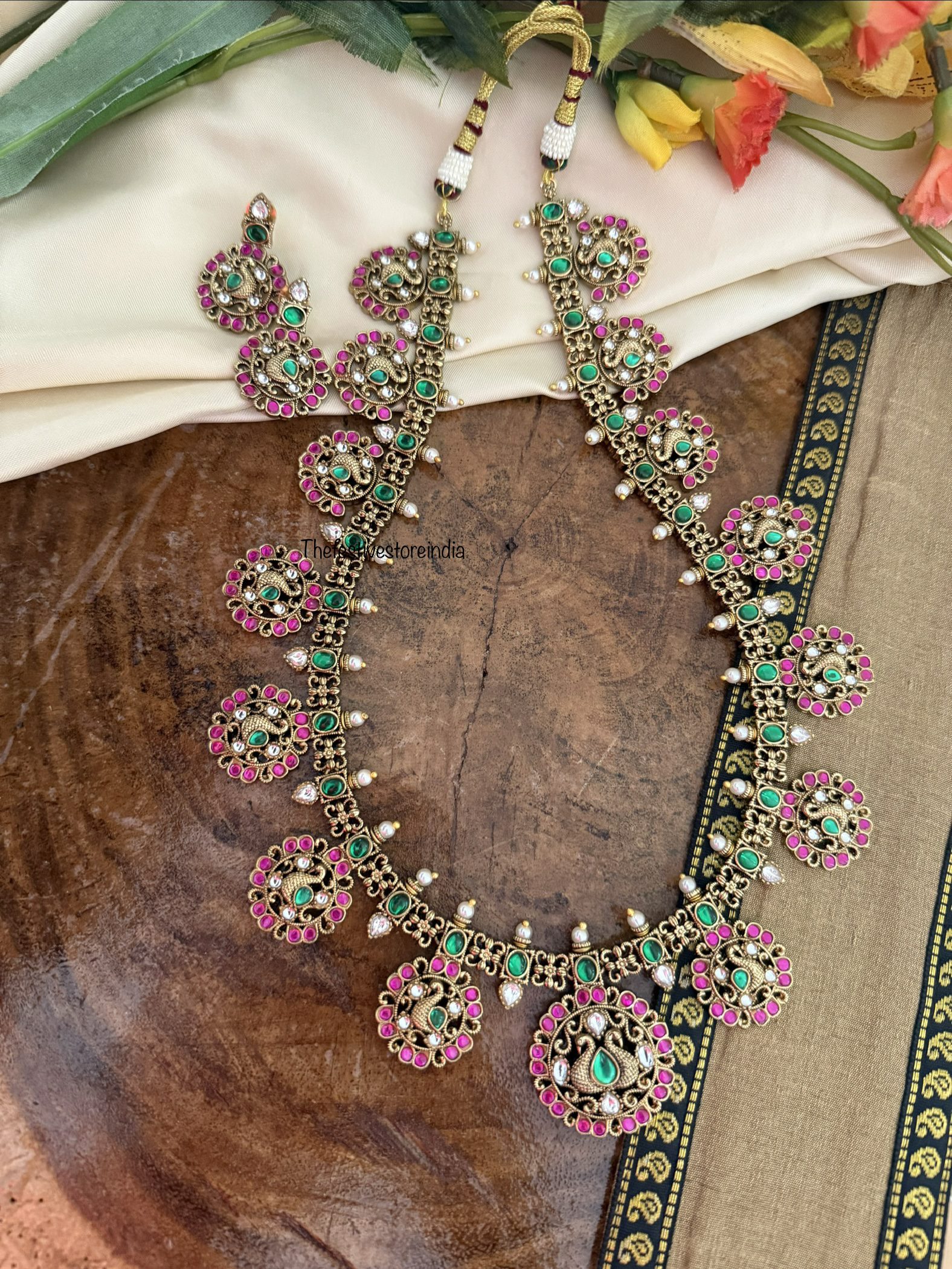 46cms Jadau Navilu bottu bridal haaram set | Haara | Wedding