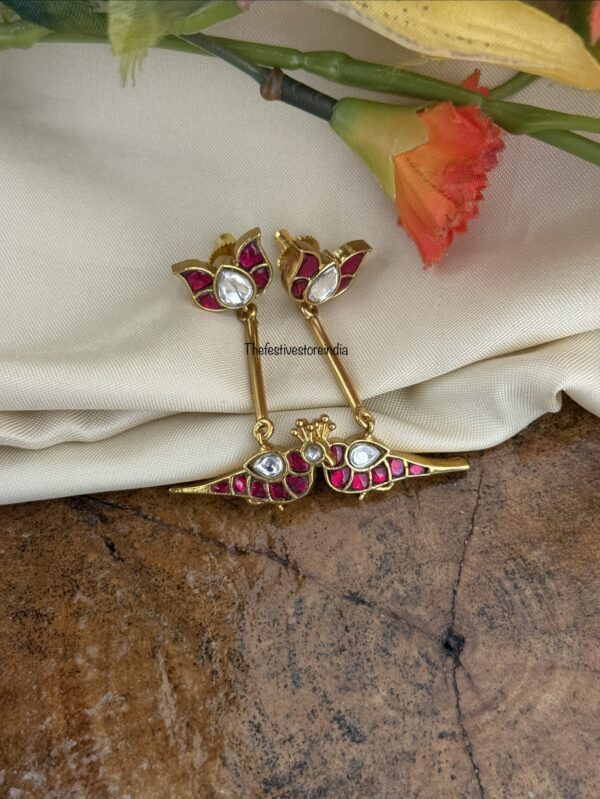 5cms Lotus parrot jadau earrings