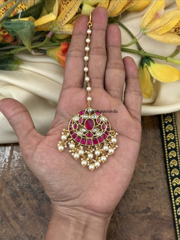 Bridal Jadau red designer Maangtikka